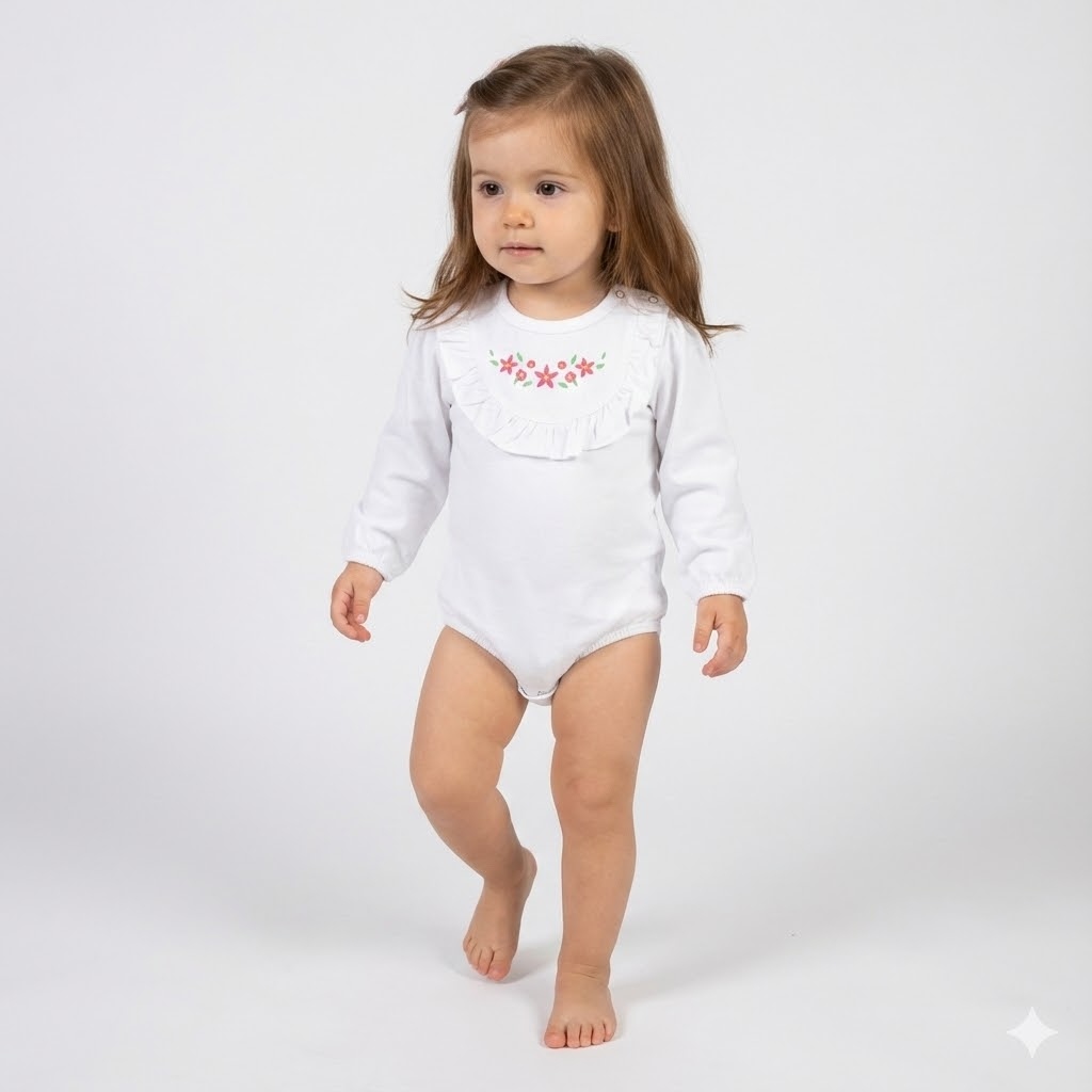 بادی آستین بلند گلدوزی سفید