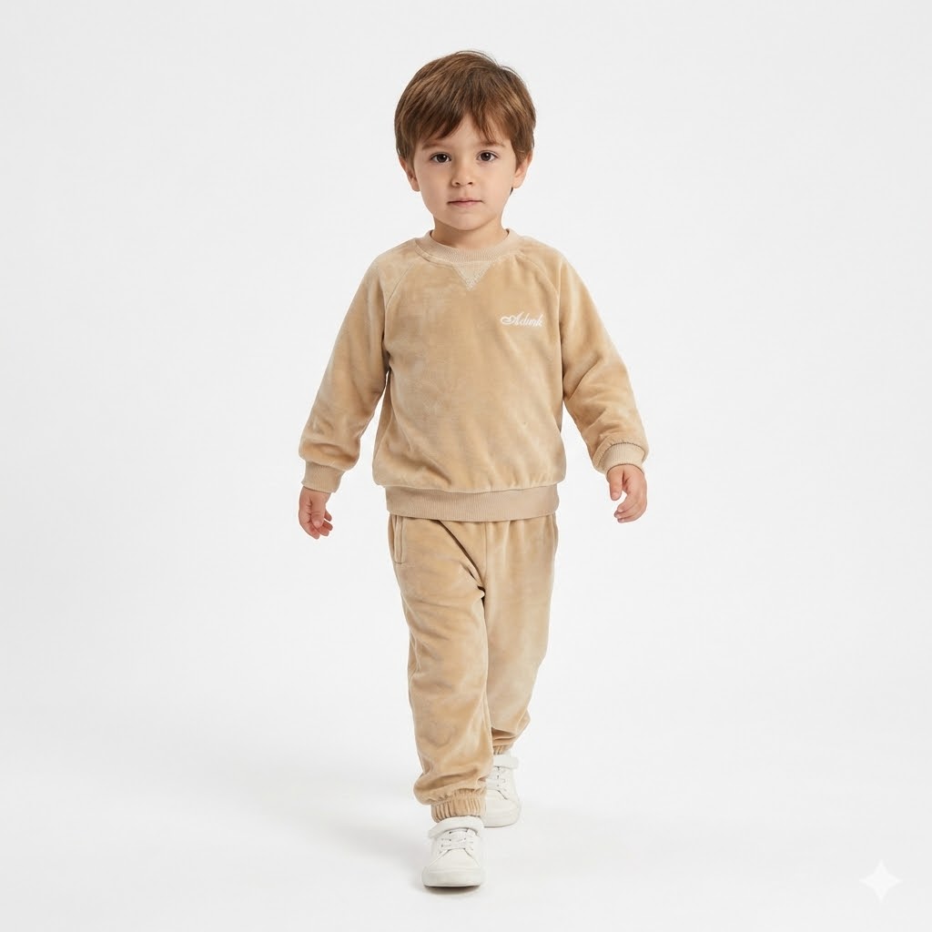 بلوز و شلوار مخمل آدمک کرم