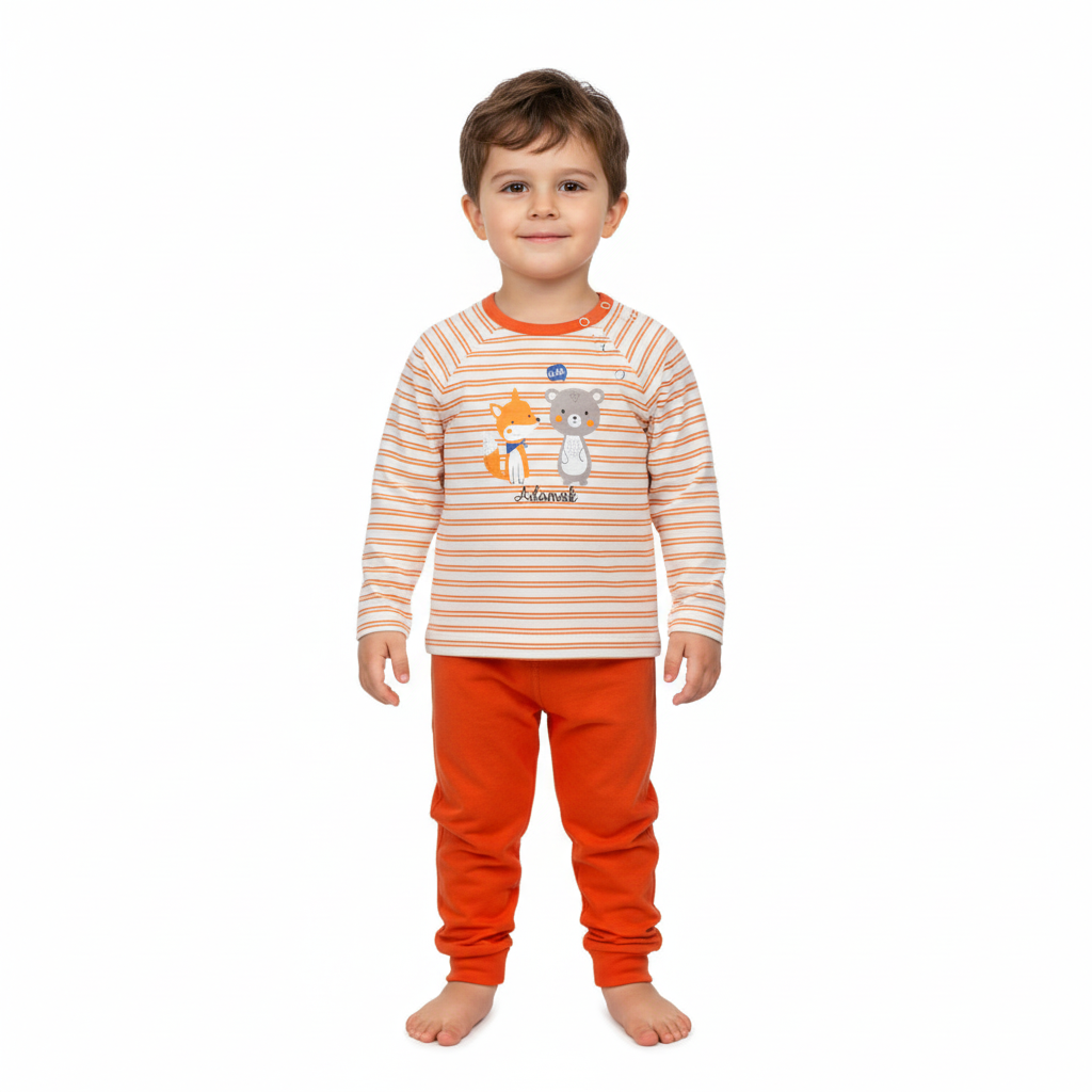 بلوز و شلوار  راه راه رگلان نارنجی