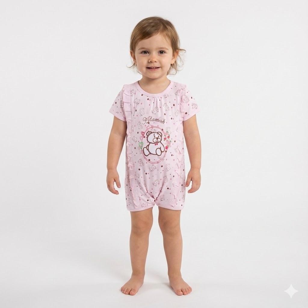 سرهمی شورتی نوار چین خرس صورتی