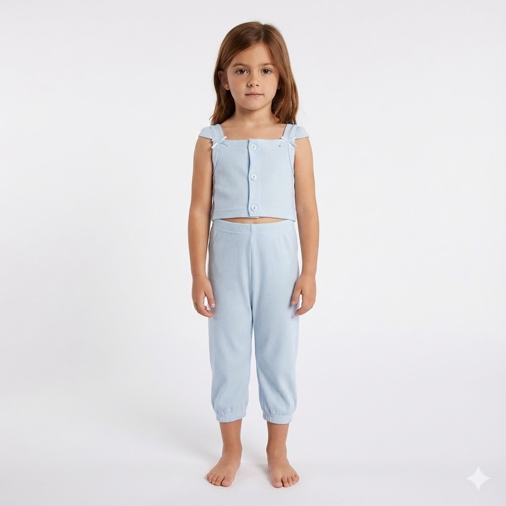 نیم تنه و شلوار ویسکوز آبی