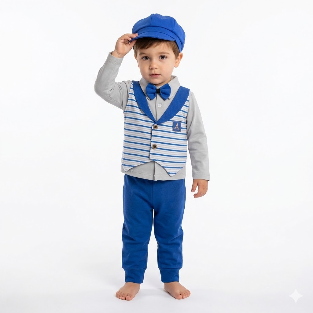 بلوز و شلوار جلیقه دار آبی