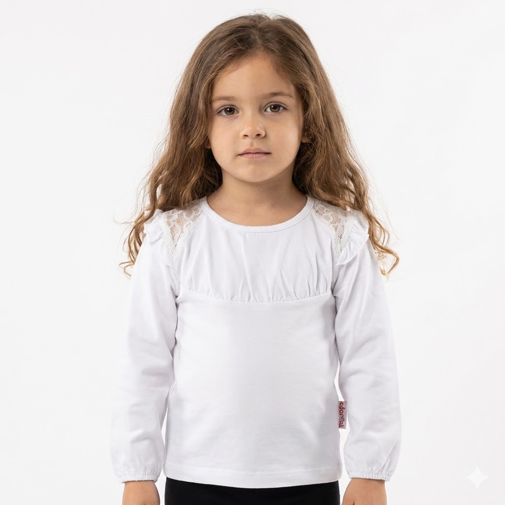 بلوز سرشانه گيپوردار سفید