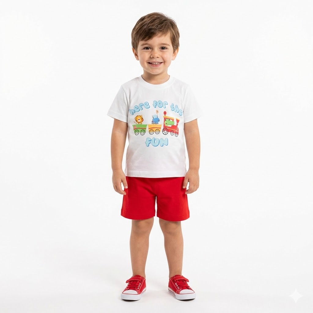 بلوز و شورت قطار قرمز