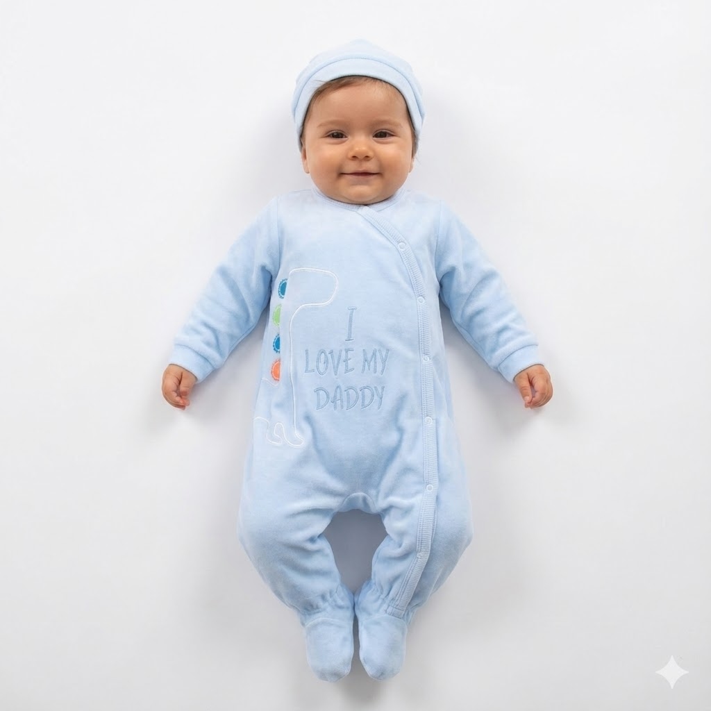 سرهمی جورابدار مخمل دایناسور آبی