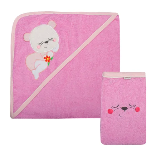 حوله دو تکه خرس صورتی پررنگ