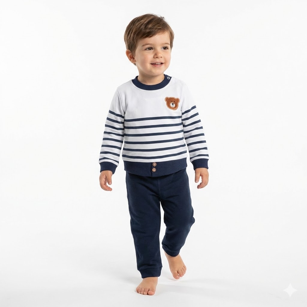 بلوز و شلوار راه راه خرس سرمه ای