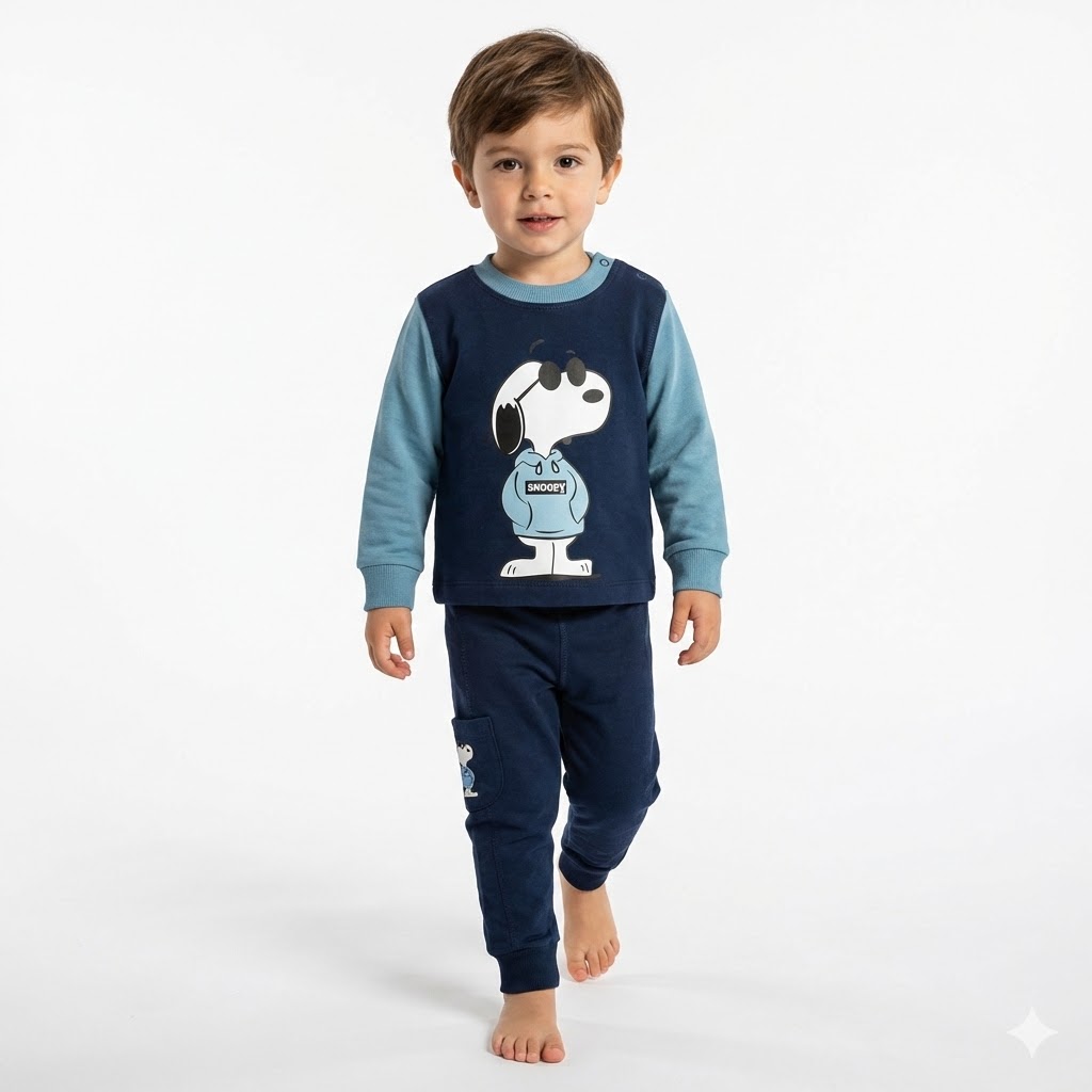 بلوز و شلوار اسنوپی آبی فولادی