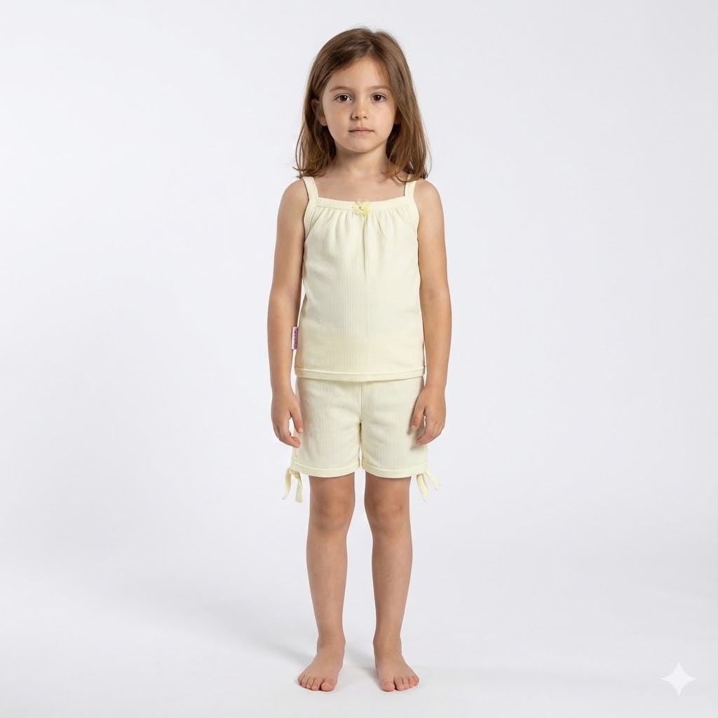 تاپ و شلوارک ویسکوز لیمویی