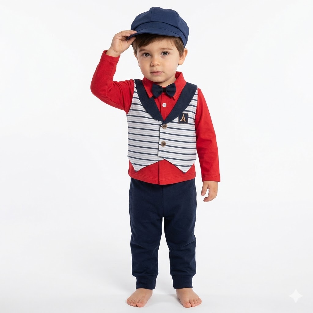 بلوز و شلوار جلیقه دار قرمز