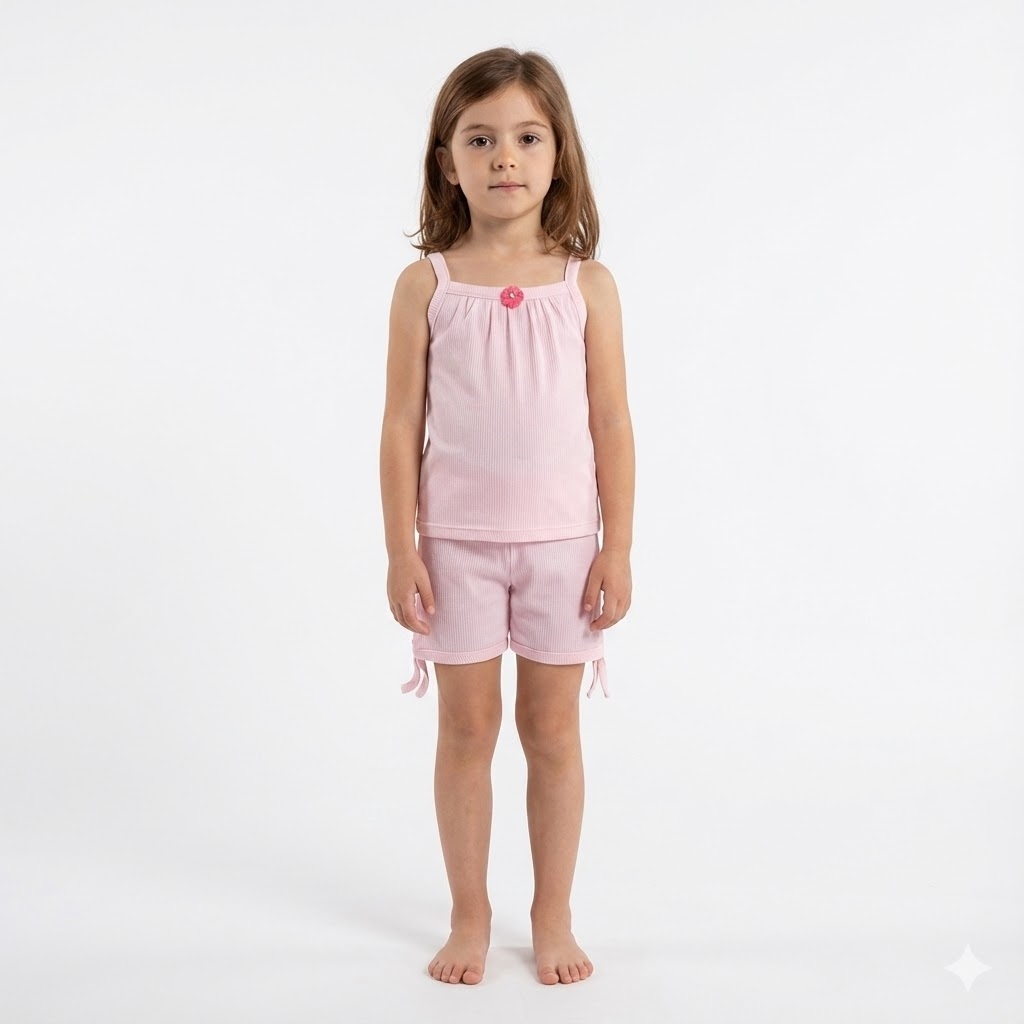 تاپ و شلوارک ویسکوز صورتی