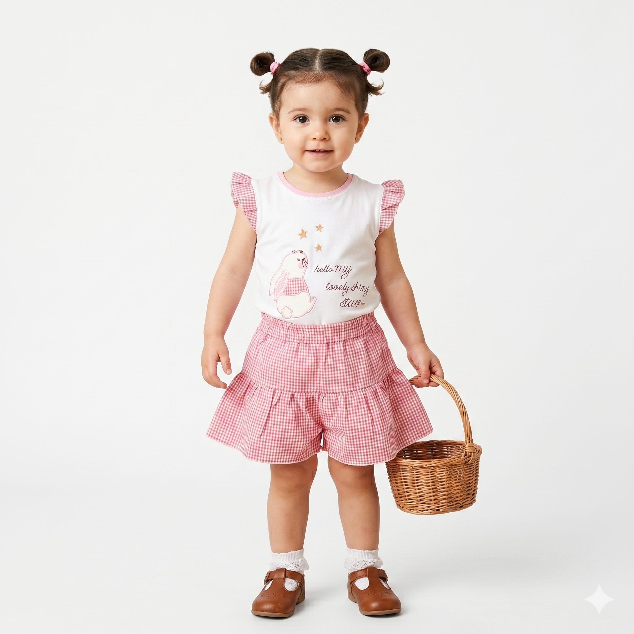تاپ و شلوارک خرگوش و ستاره صورتی