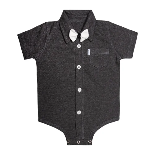 بادی يقه مردانه آستین کوتاه پاپیون دار نوک مدادی