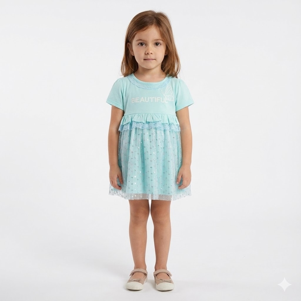 پیراهن و شورت پروانه فیروزه ای