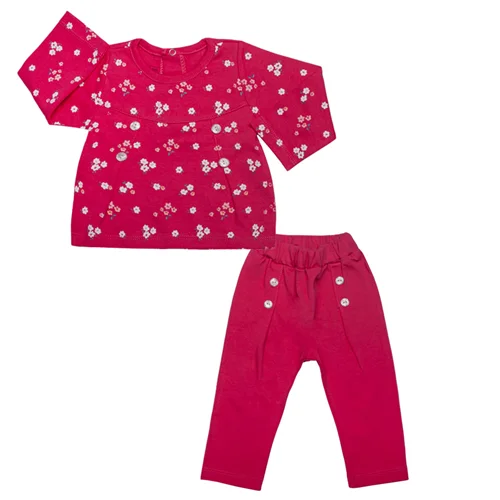 بلوز و شلوار پیله دار سرخابی