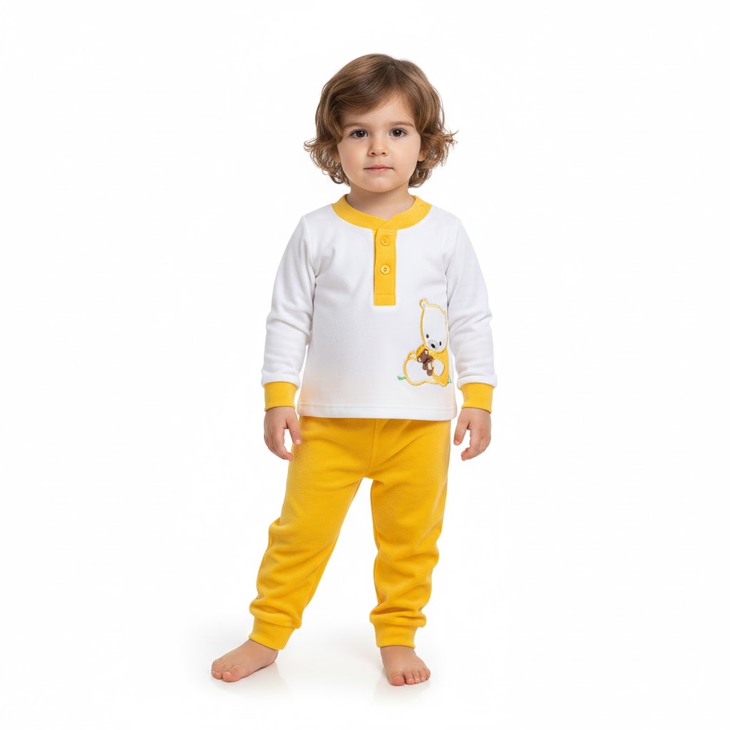 بلوز و شلوار مخمل خرس لیمویی