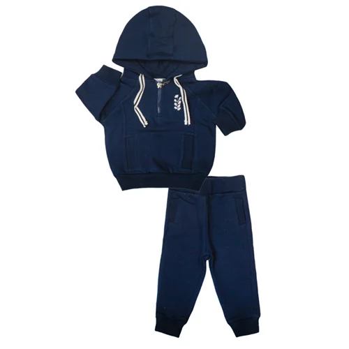 سوئیشرت و شلوار نیم زیپ گندم سرمه ای