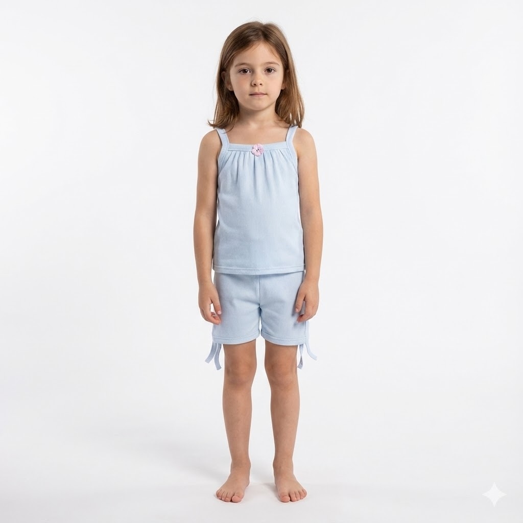 تاپ و شلوارک ویسکوز آبی