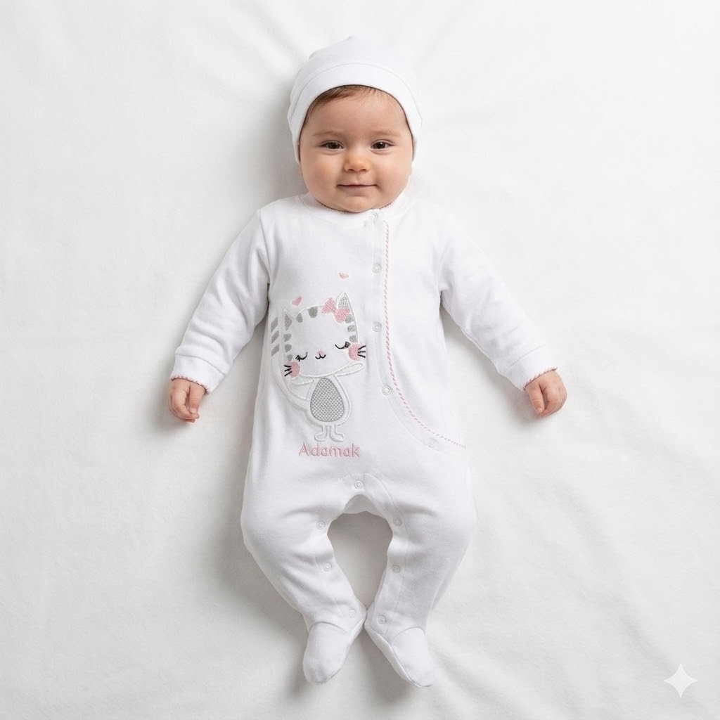 سرهمی جورابدار مخمل گربه سفید