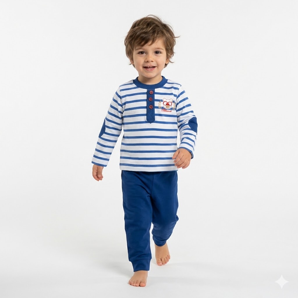 بلوز و شلوار راه راه آبی