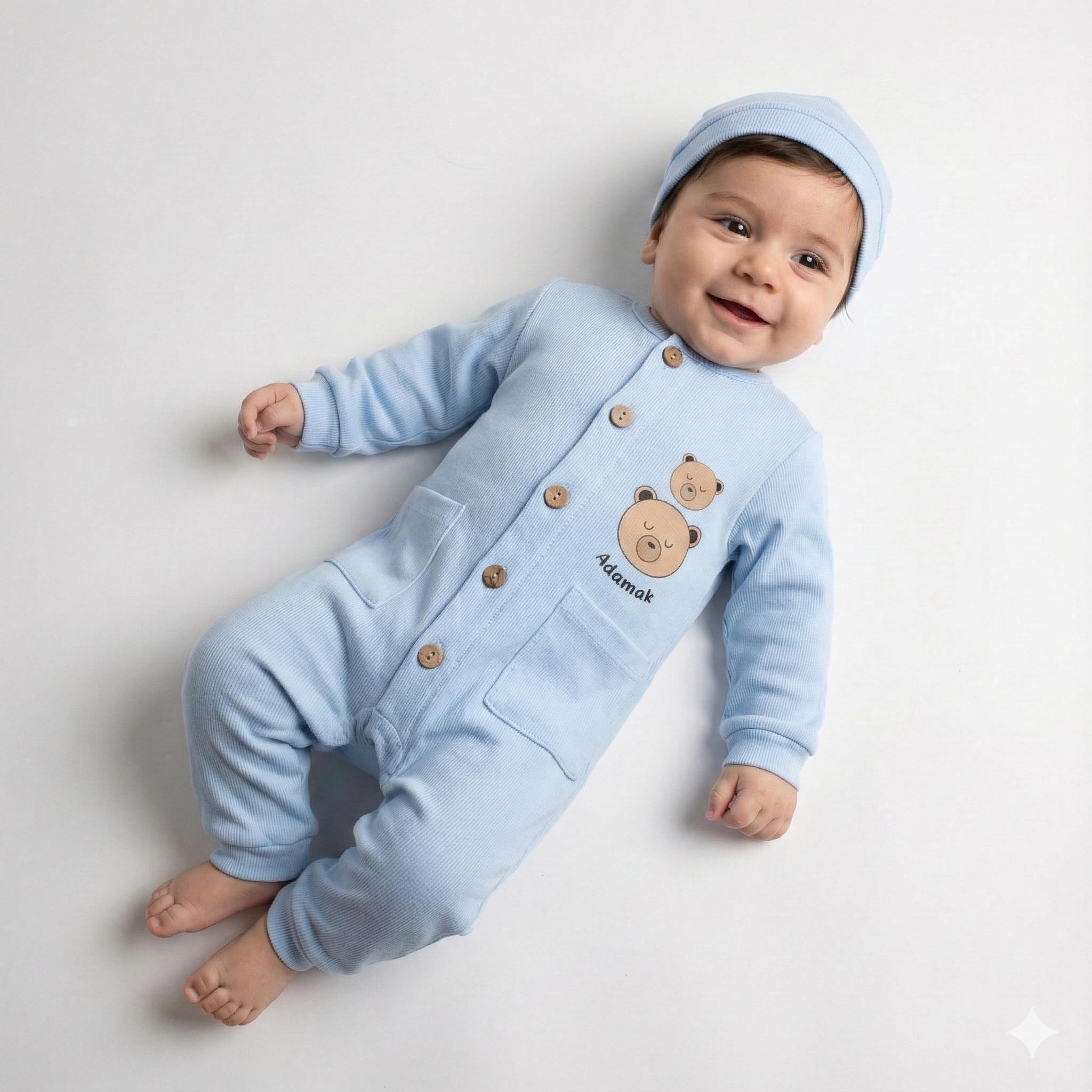 سرهمی مچدار جیب دار دو خرس آبی