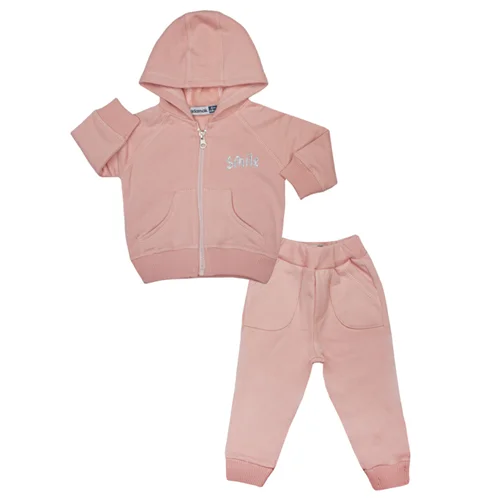 ژاکت و شلوار زیپ دار smile صورتی