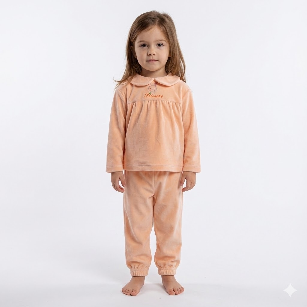 بلوز و شلوار مخمل خرگوش گلبهی