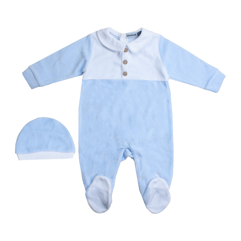 سرهم جورابدار مخمل يقه شكاري آبی