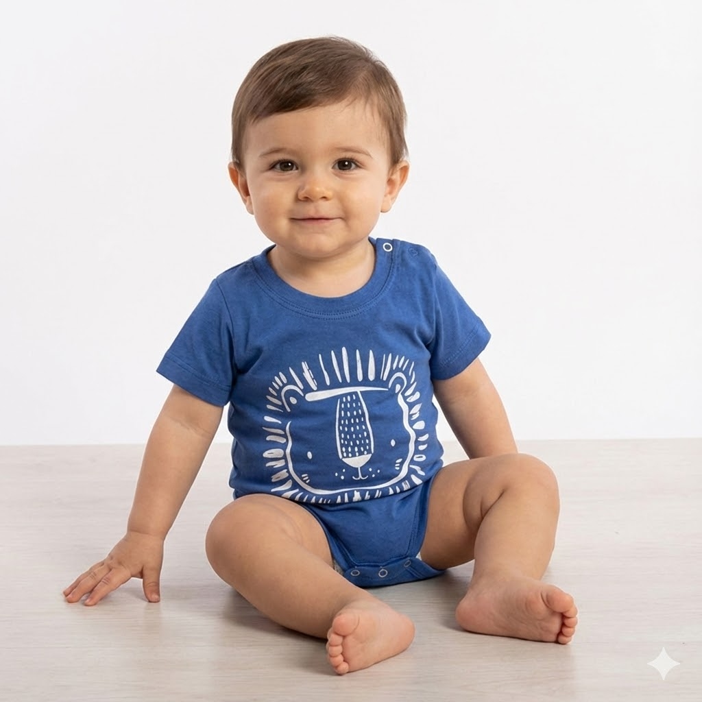 بادی آستین کوتاه شیر آبی کاربنی