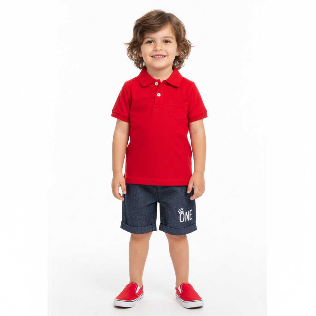 بلوز و شورت جیب دار ONE قرمز