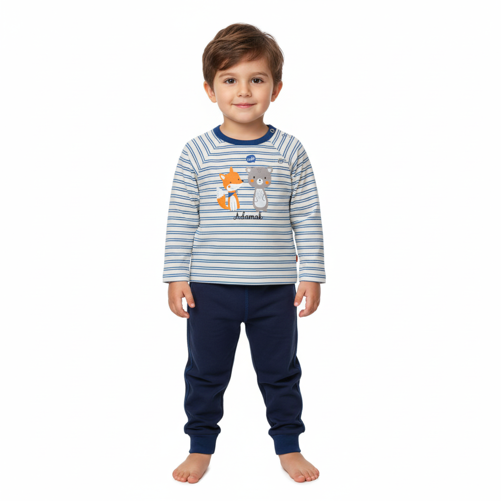 بلوز و شلوار  راه راه رگلان آبی