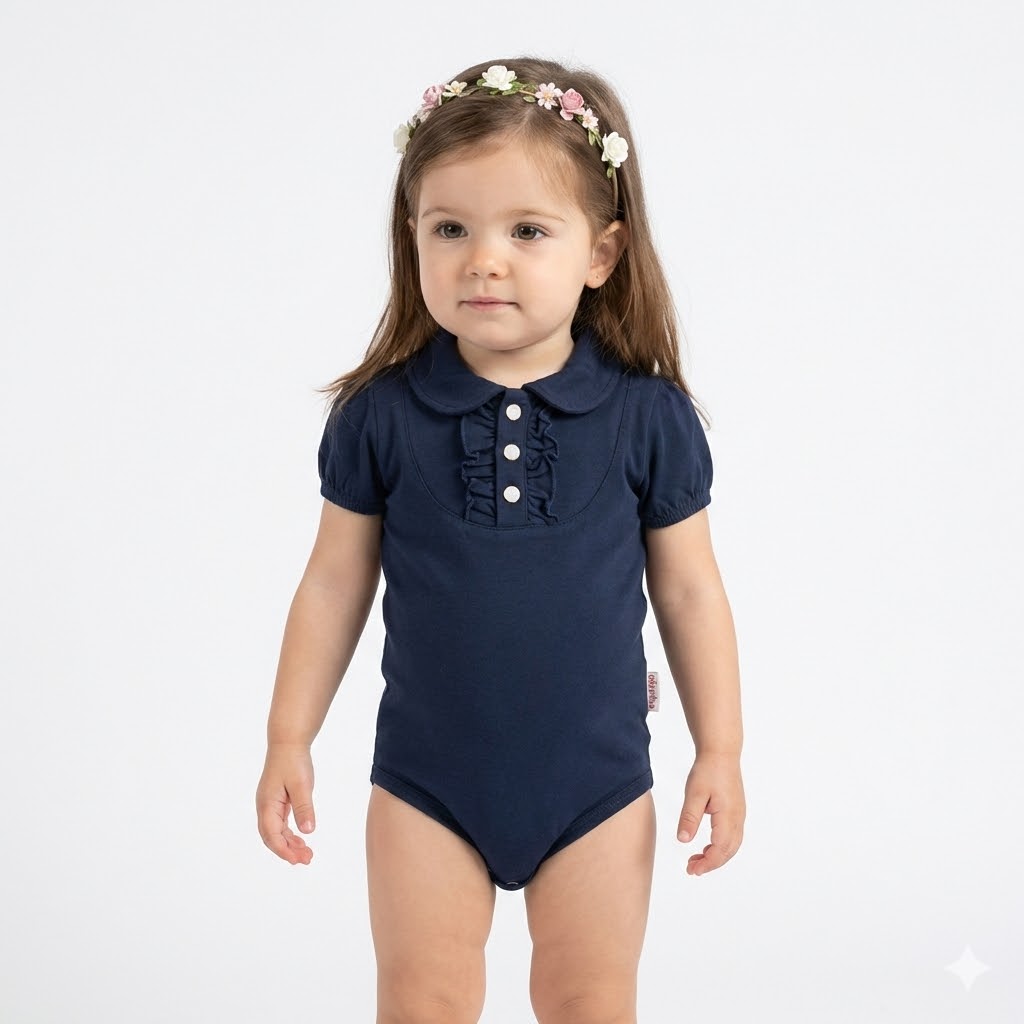 بادی یقه ب ب آستین کوتاه سرمه ای