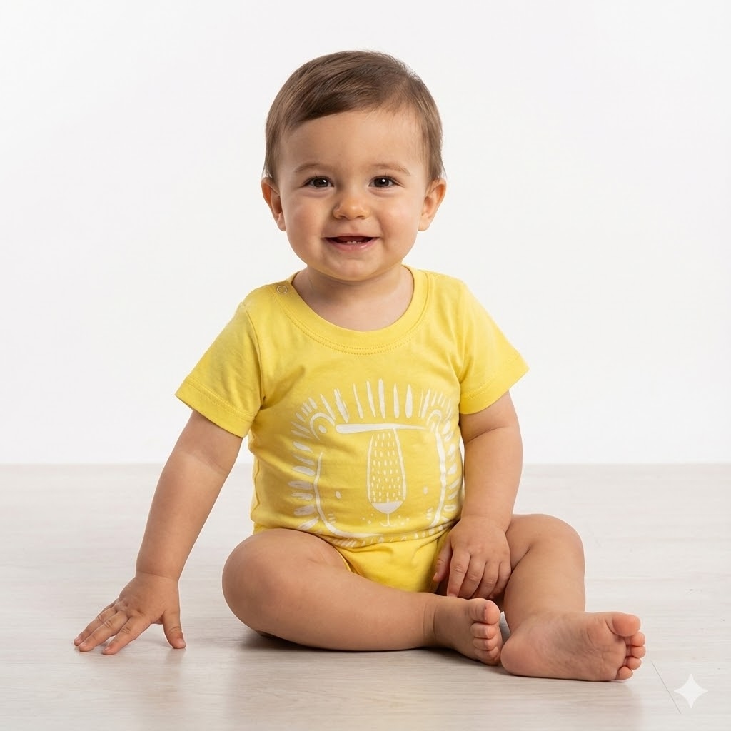 بادی آستین کوتاه شیر لیمویی