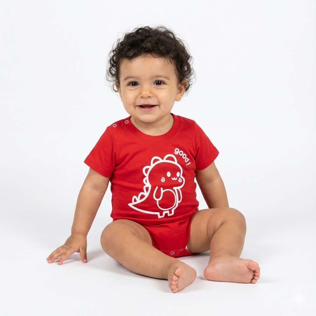 بادی آستین کوتاه دایناسور قرمز