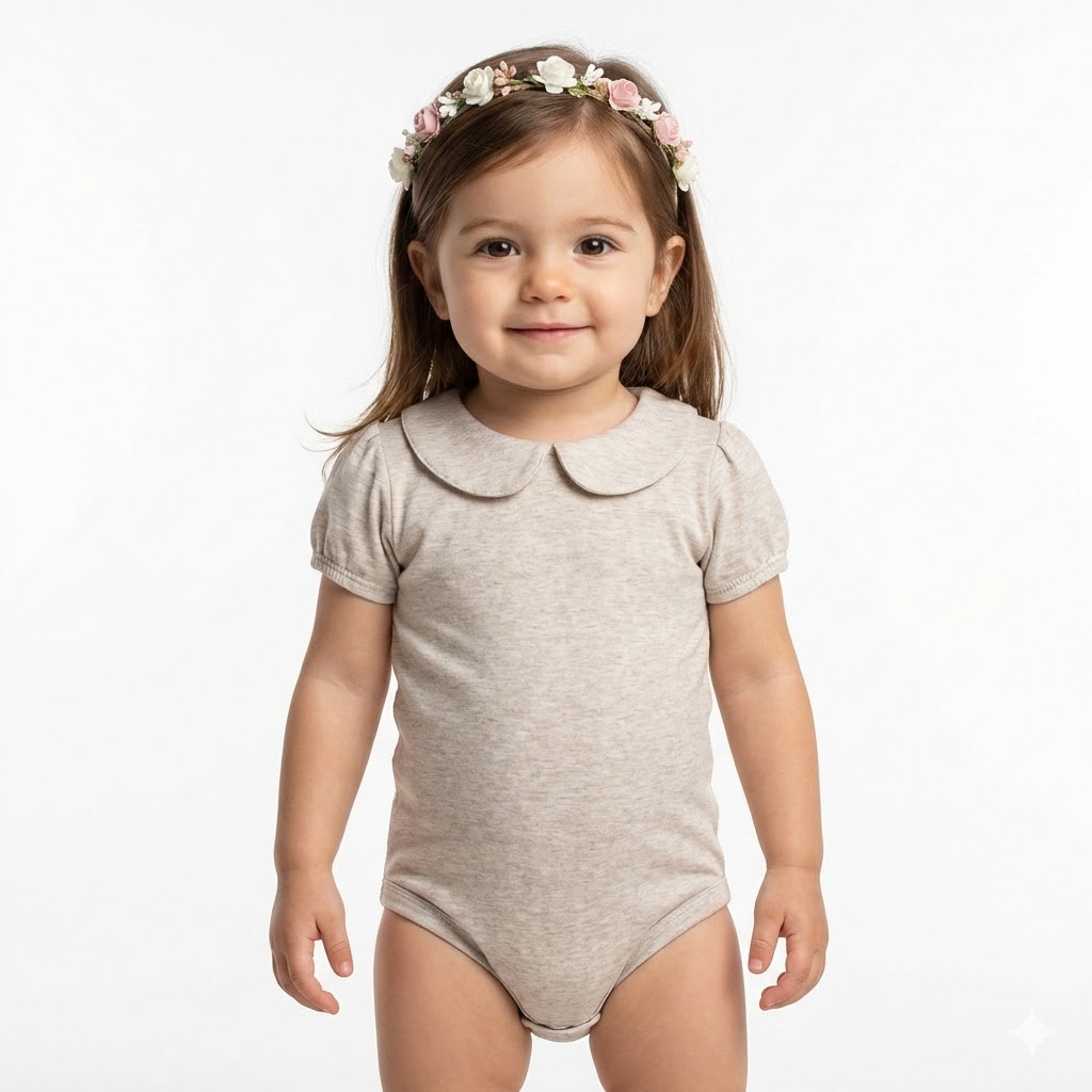 بادی یقه ب ب آستین کوتاه نسکافه ای