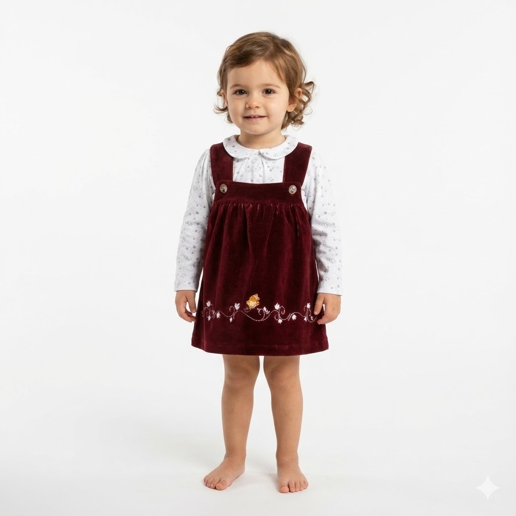 سارافون مخمل کبریتی گلبرگ زرشکی