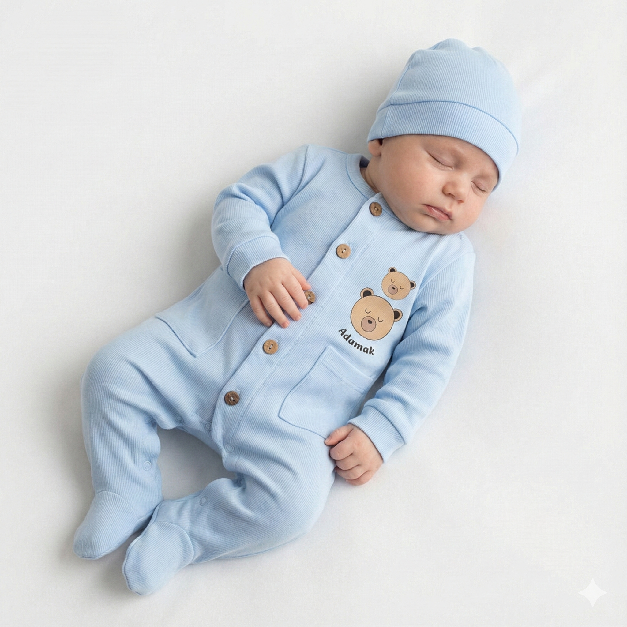 سرهمی جورابدار جیب دار دو خرس آبی