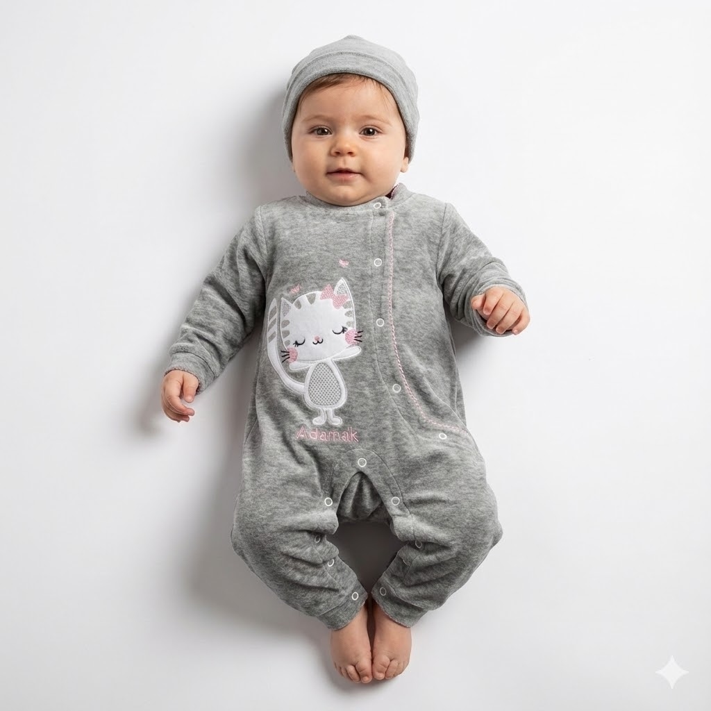 سرهمی مچدار مخمل گربه طوسی