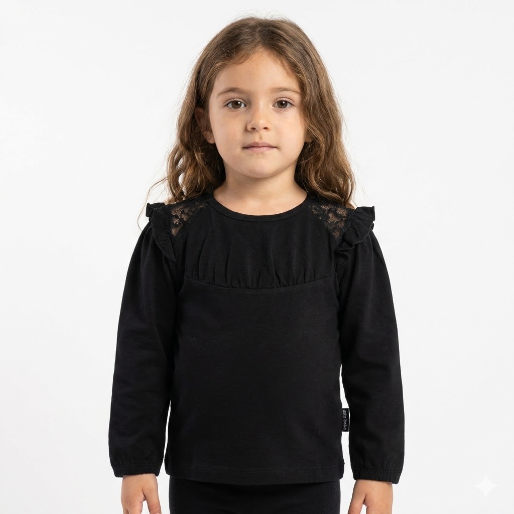 بلوز سرشانه گيپوردار مشکی