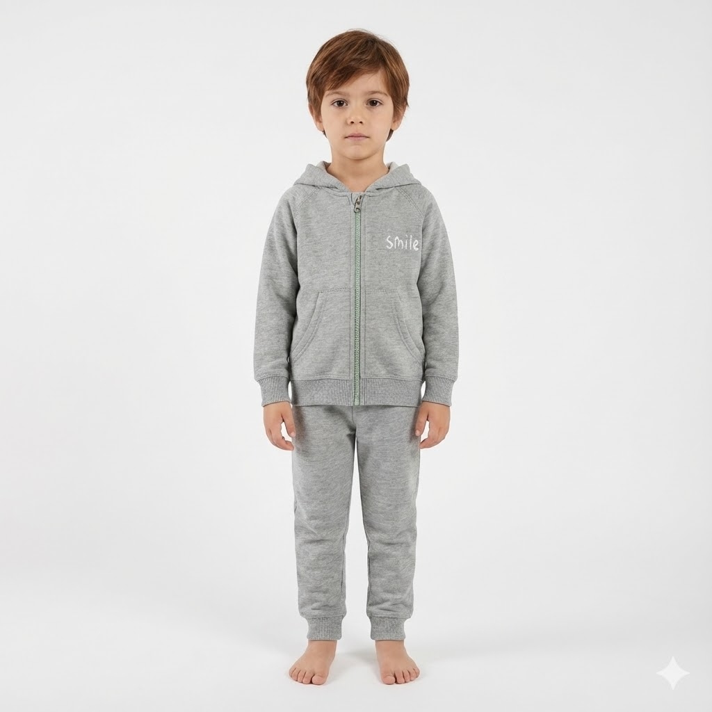 ژاکت و شلوار زیپ دار smile طوسی