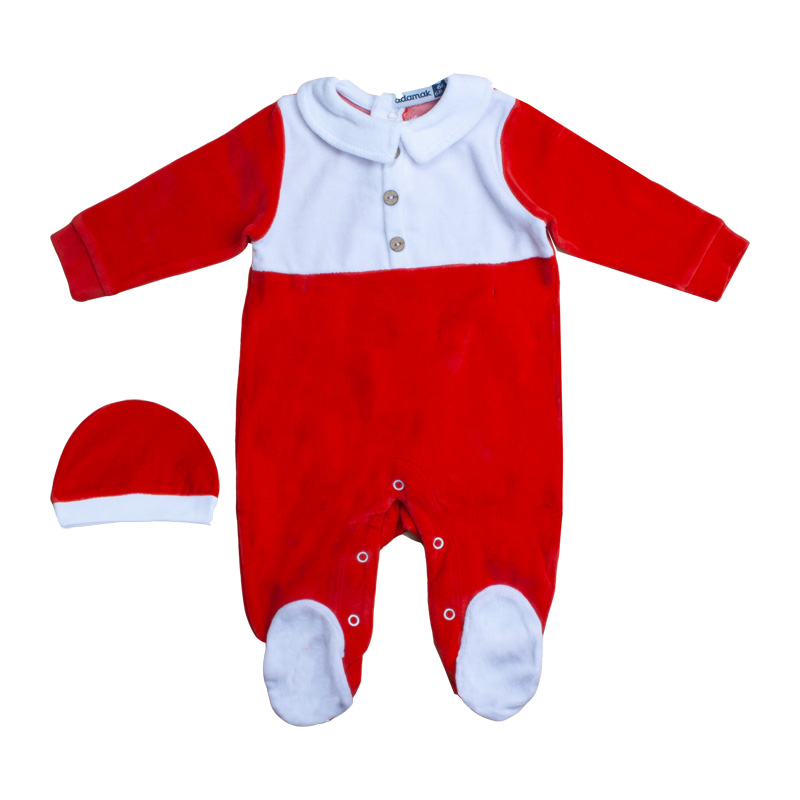 سرهم جورابدار مخمل يقه شكاري قرمز