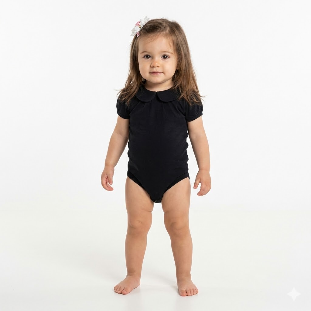 بادی یقه ب ب  آستین کوتاه مشکی