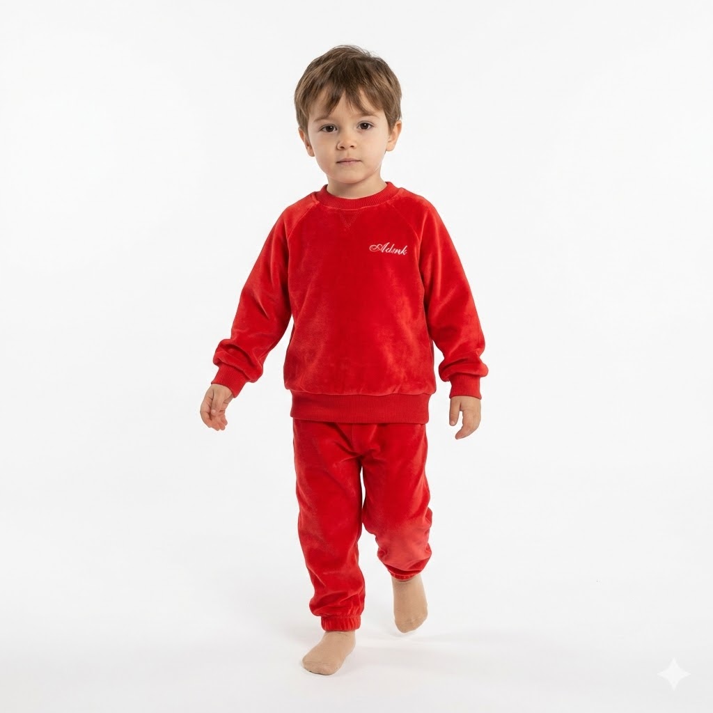 بلوز وشلوار مخمل آدمک قرمز