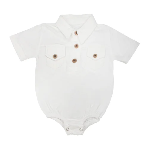 بادی یقه مردانه قاپکدار سفید