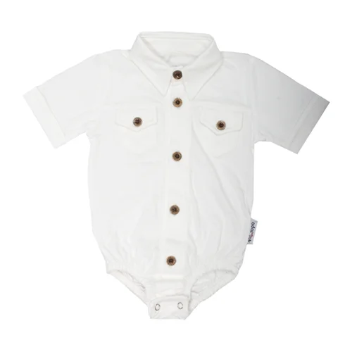 بادی یقه مردانه قاپکدار سفید