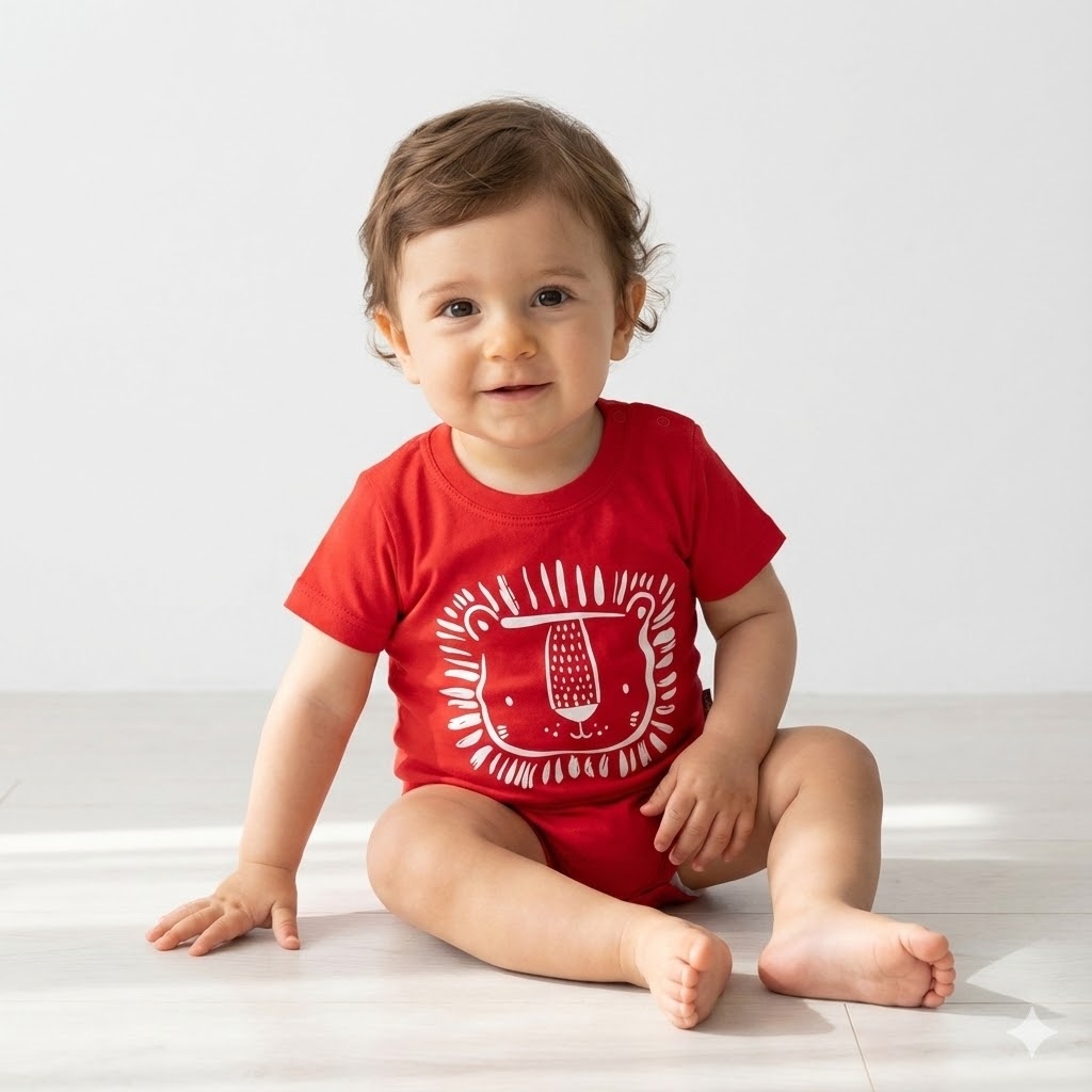 بادی آستین کوتاه شیر قرمز