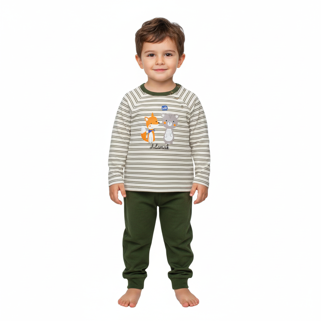 بلوز و شلوار  راه راه رگلان سبز