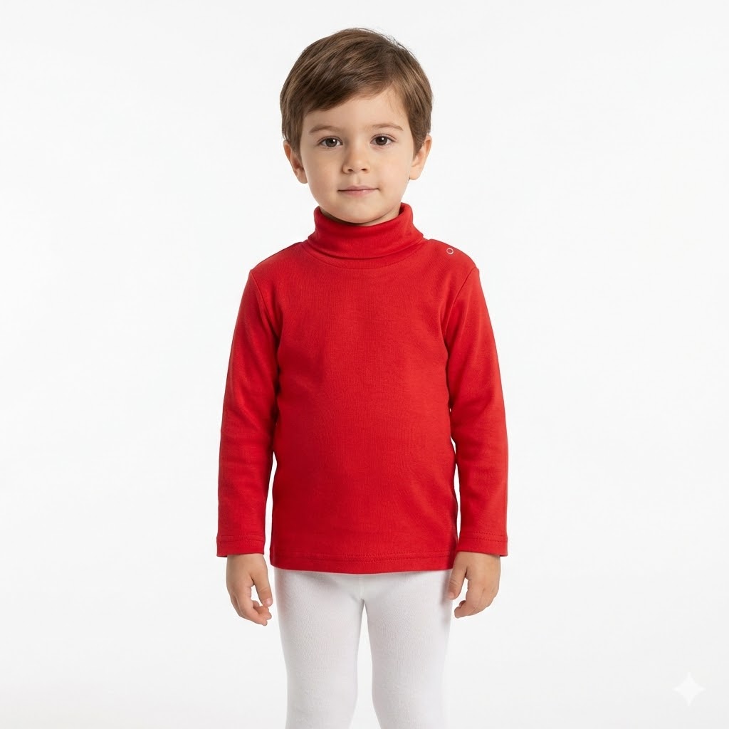 بلوز یقه اسکی آستین بلند قرمز