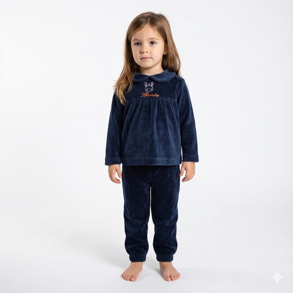 بلوز و شلوار مخمل خرگوش سرمه ای