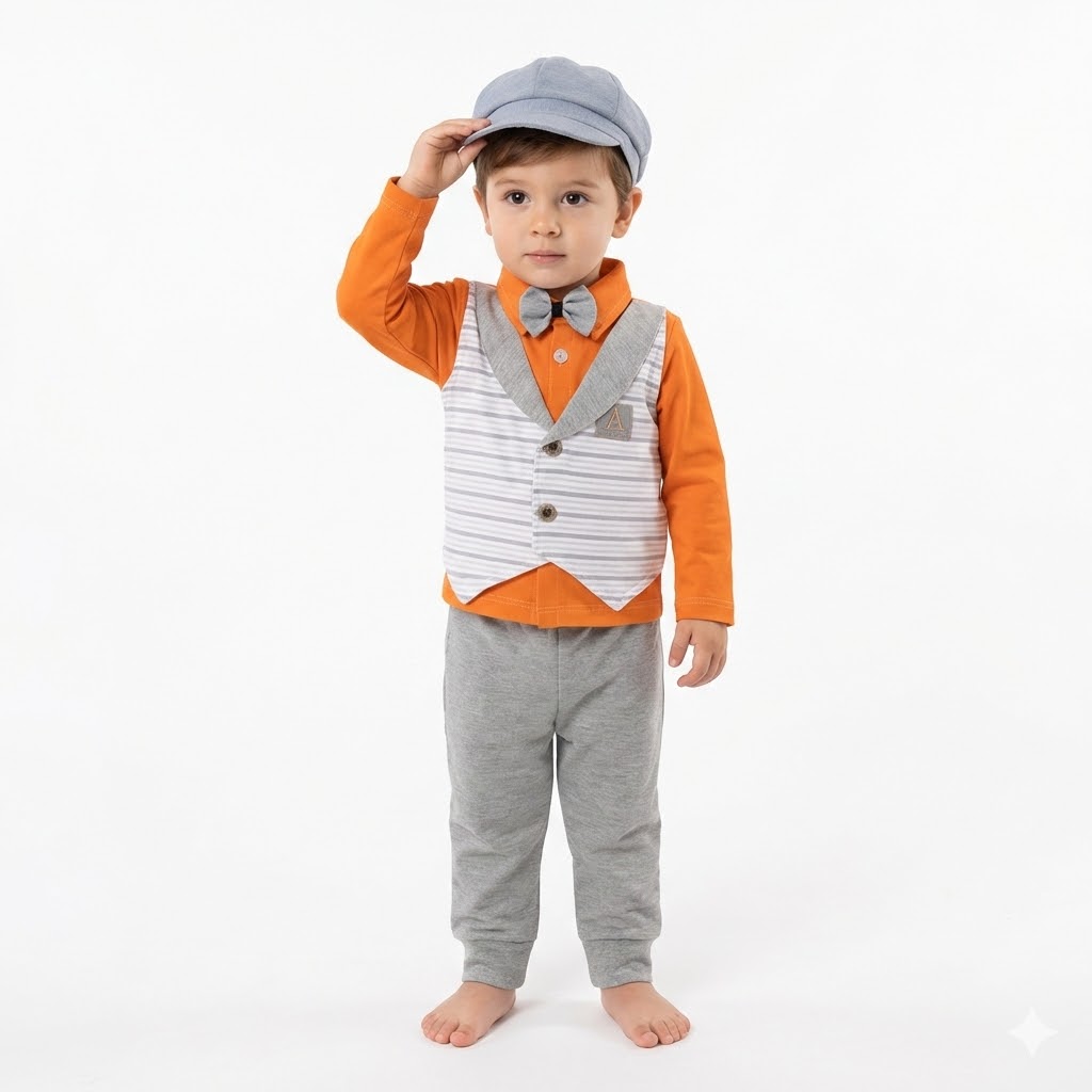 بلوز و شلوار جلیقه دار نارنجی